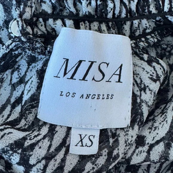 MISA LOS ANGELES | Giana Snakeskin Top | Long Sleeve SemiSheer Smocked Blouse XS - Picture 9 of 12